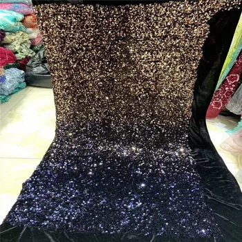

Latest Nigerian Tulle Lace 2020 gold French Net sequins velvet Lace Fabric For Nigerian Wedding Embroidery African Lace Fabric