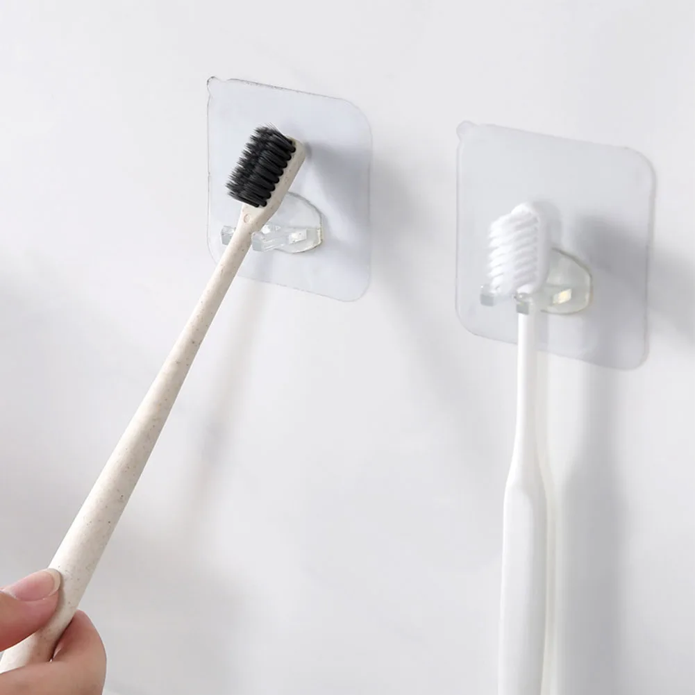 4Pcs Toothbrush Holder Multifunctional Transparent Bathroom Storage Hook ABS Self-adhesive Organizer Toilet Shaver Rack Home