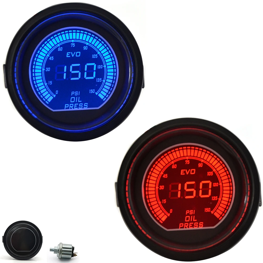 Dragon Gauge 52mm Evo Oil Pressure Gauge Red&blue Dual Led Display With