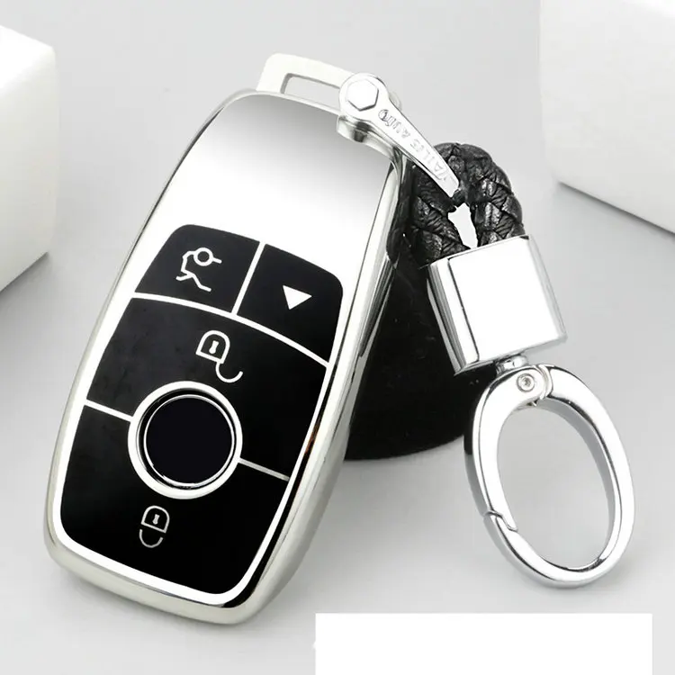 silver with keychain TPU высокого качества автомобильный брелок для ключей корпус сумка защитный ключ кольцо для Mercedes Benz E Class W213 S класс автомобильные аксессуары - Название цвета: silver with keychain