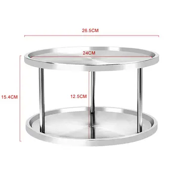 

Stainless Steel Spice Rack Double-layer Turntable 360 Degree Rotating Organizer Tray for Kitchen Counters PAK55