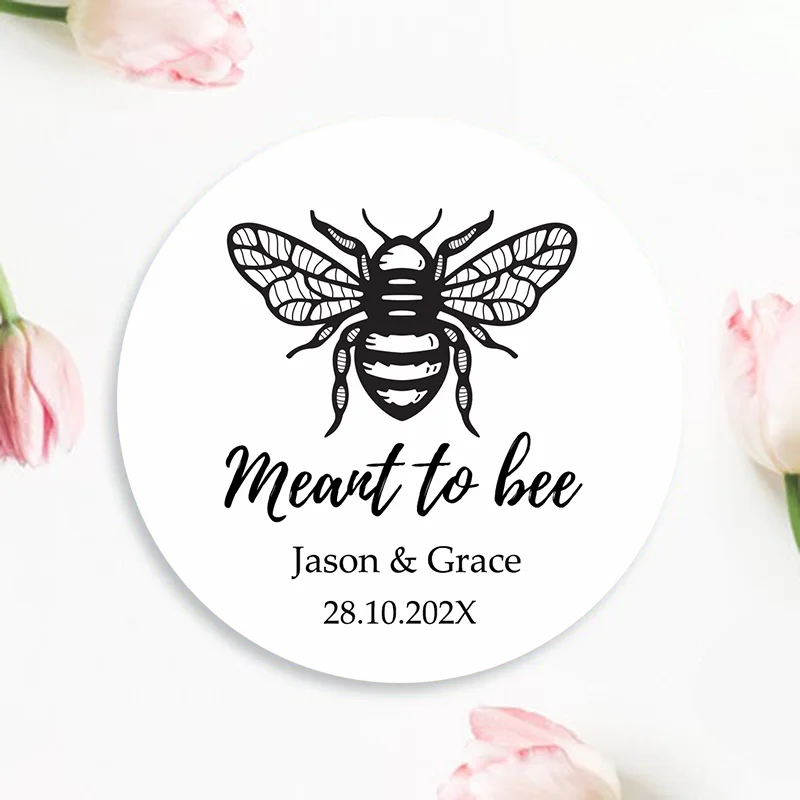 Personalisierte Zu Bee Etiketten Honig Hochzeit Gefälligkeiten Aufkleber Custom Text Ehe Etiketten Glänzend/Kraft Papier