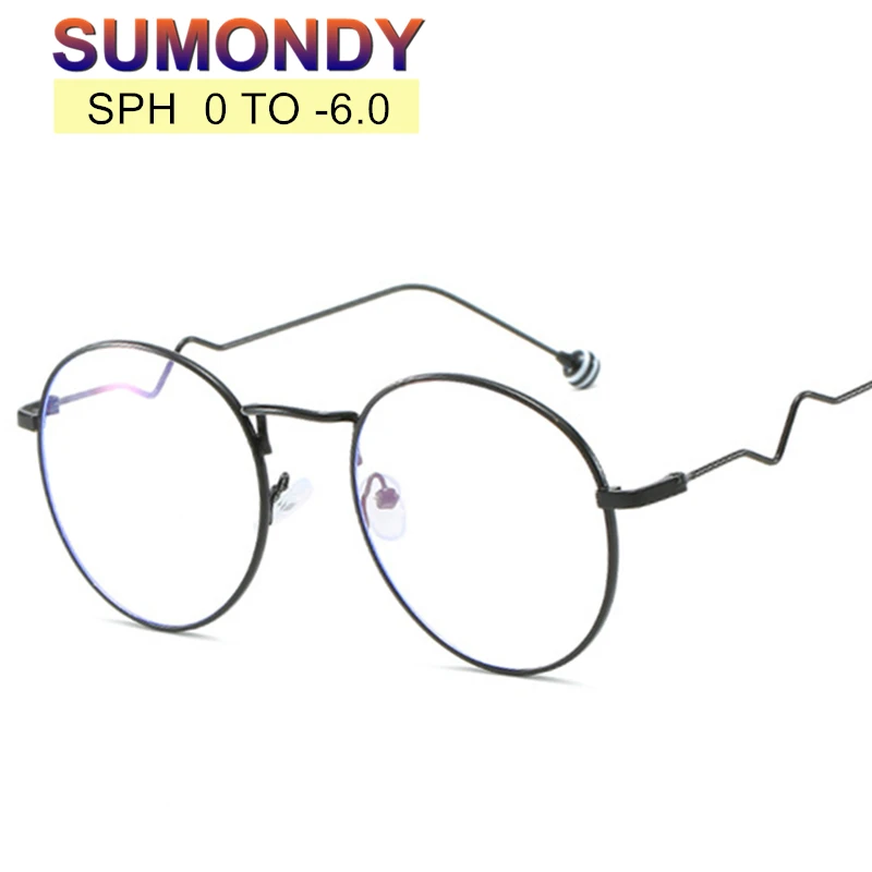 SUMONDY очки по рецепту для близорукости диоптрий 0 5 1 2 6.0 Женская круглая оправа из