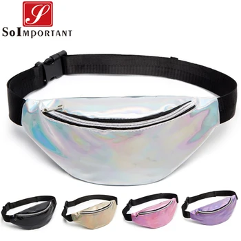 

Holographic Waist Bags Women Laser Chest Mirror Face Leather Fanny Pack Female Belt Bag Geometric Waist Packs Phone Pouch