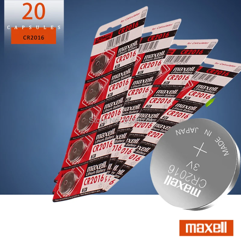 20 шт. литий ионные кнопочные батарейки для часов maxell cr2016 3 в cr 2016 DL2016 ECR2016