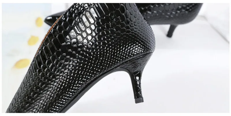 Snake Patent Leather Stilettos Pumps Women Shoes  Tip Head V Mouth High Heels Women Shoes 2020 Spring Small Thin Heel Lady Pumps (3)