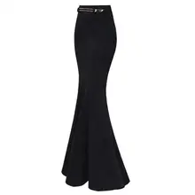 Зимняя юбка русалки размера плюс XXXL,, элегантные шерстяные длинные юбки для женщин с высокой талией, облегающая черная юбка-труба