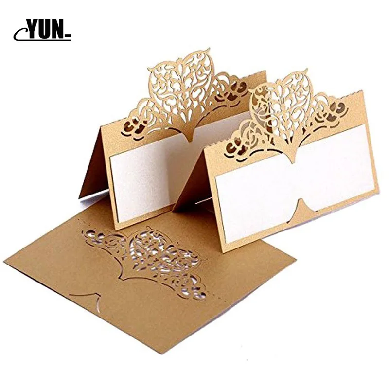 100pcslot Laser Cut Heart Shape Table Name Card Place Card Wedding Party Decoration Favor 6Dzx007-100PCS (1)