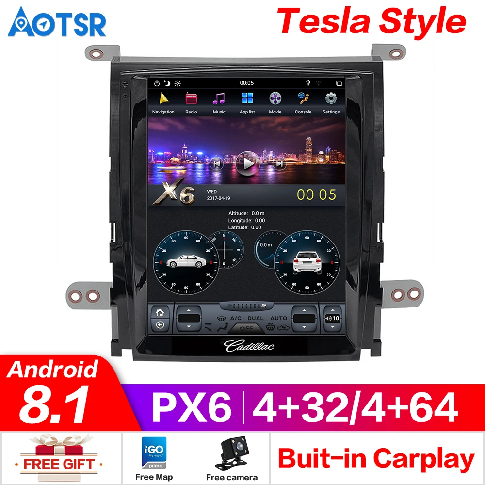 

10.4" Vertical Screen Tesla px6 4+64GB Android 8.1 Car DVD GPS Navigation Radio Audio Player for Cadillac Escalade WIFI Headunit