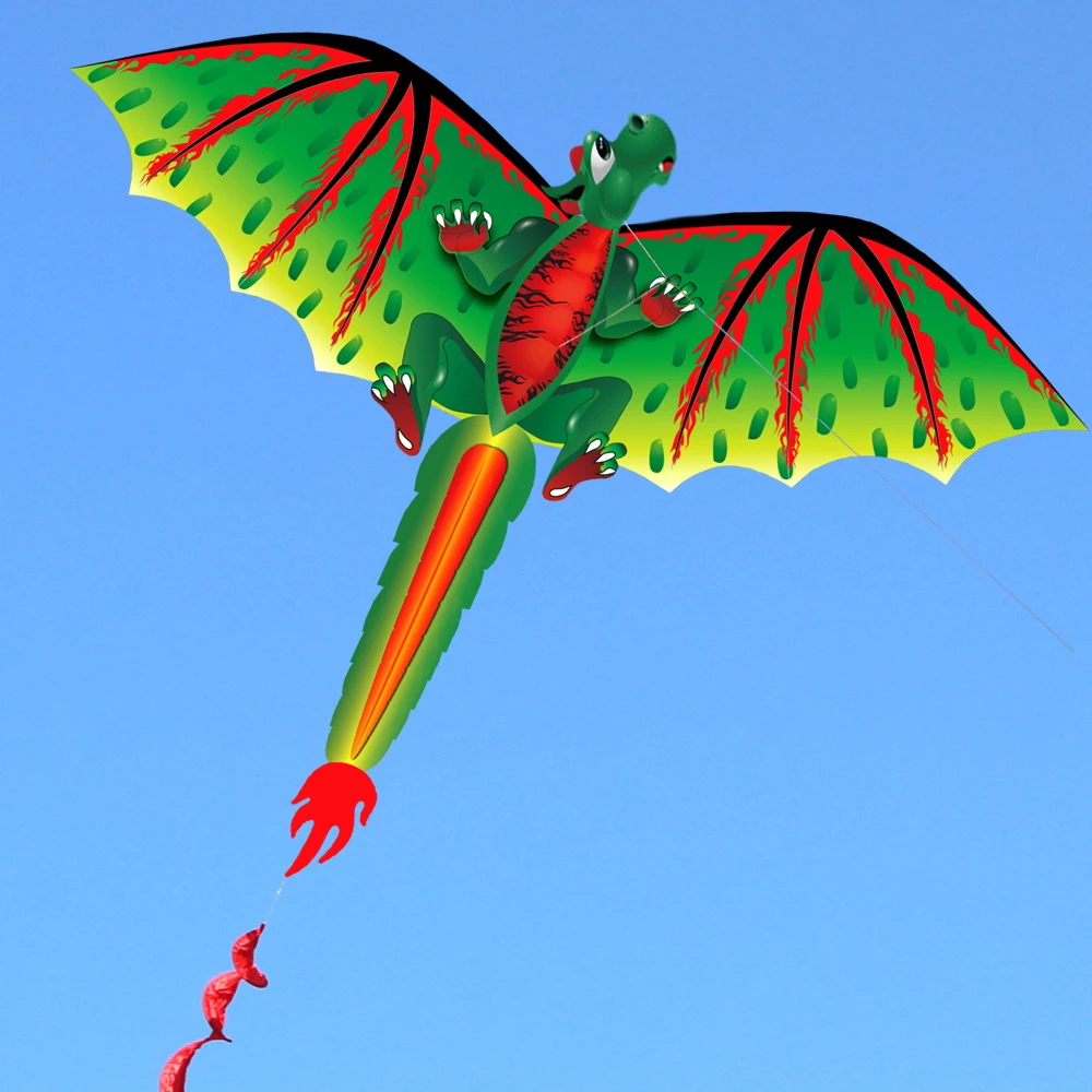 Высококачественный 3D Однолинейный зеленый дракон змеи спортивный пляж с ручкой и веревкой легко летают