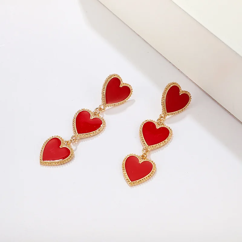 Long Earrings Dangle Earrings Drop Earrings Bohemian Enamel Circle Love Heart For Women Party Exaggerated Big Red