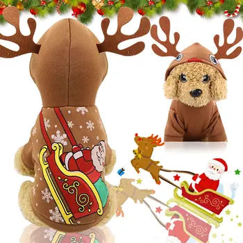 

Christmas elk transformed into dog holiday clothes cat pet autumn and winter new medium sized dog Teddy sleigh