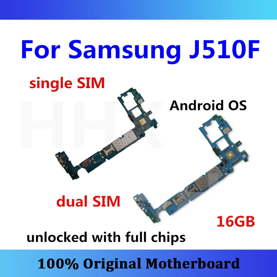 MB разблокирована для samsung Galaxy J5 J510F материнская плата Одиночная/двойная SIM 16 Гб с чипами Android установленная материнская плата J510F карта/плата
