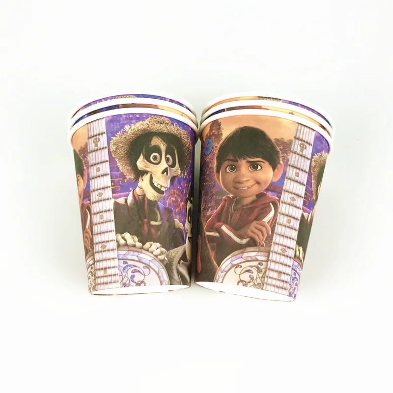 Хэллоуин COCO День Рождения украшения Дети Мальчики Подарочная сумка шар бумажные чашки тарелки детский душ одноразовые столовые приборы - Цвет: cups-6pcs