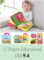 12 Pages Educational Baby Toys Hot Infant Kids Early Development Cloth Books Cartoon Animal Learning Unfolding Activity Books