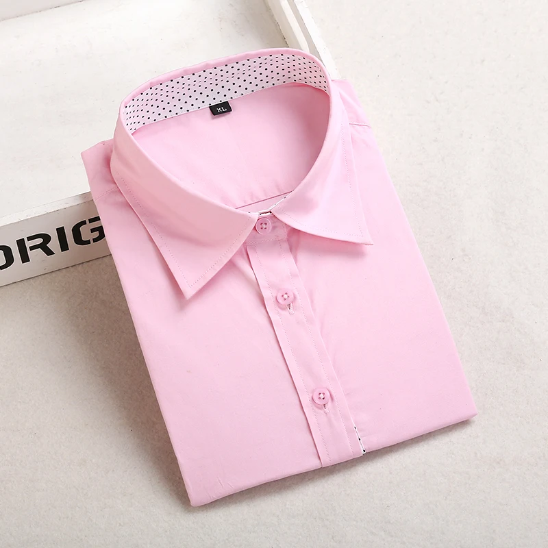 Dioufond, новинка, белая рубашка, для женщин, для работы, официальные блузки, хлопок, для офиса, для девушек, топы, синий, розовый, школьная рубашка размера плюс, 5XL, женская рубашка