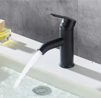

Black Paint Washbasin Faucet Bathroom Cabinet Cold Hot Wash Basin Under Table Single Hole Hand Wash Water Saving Faucet