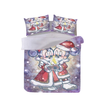

Mickey Minnie Christmas Bedding Set Duvet Cover Pillowcase Home Textile Adult Children Gift Queen King Size Bed Set Duvet Set