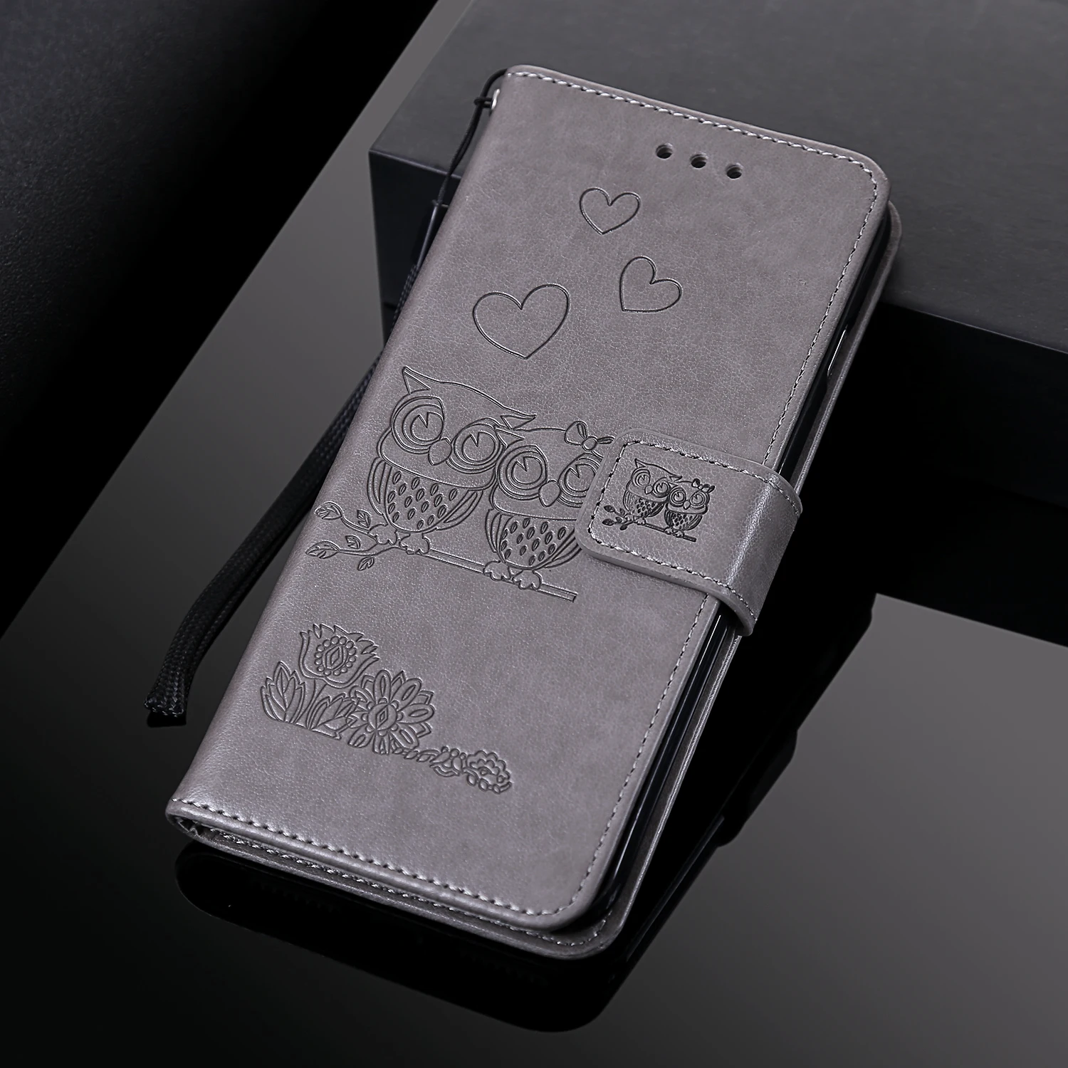 Dễ Thương Dập Nổi Tình Yêu Con Cú Bao Da Ví Da Cho Huawei Y6 Y7 2019 P10 P20 P30 Lite Danh Dự 20 Pro 9 10 Lite 8A 8X Flip Cover Găng Tay cute phone cases huawei Cases For Huawei