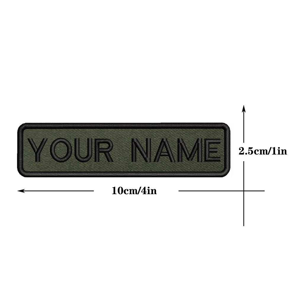 10X2.5cm Army Green background Embroidery Custom Name Text Patch Stripes badge Iron On Or Velcros Backing Patches For Clothes