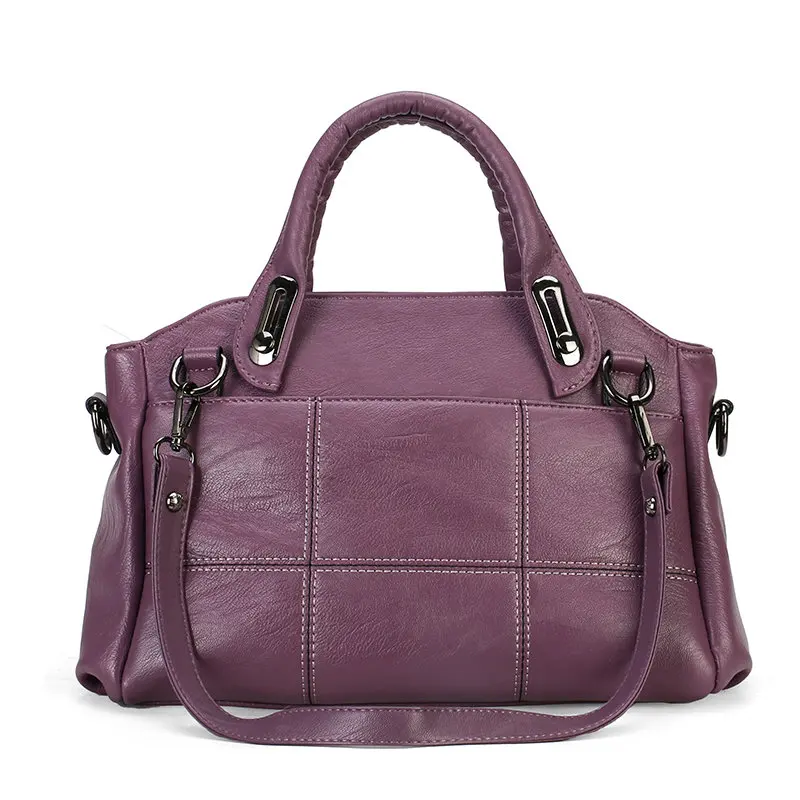 Роскошные женские сумки, винтажные сумки на плечо, женские сумки через плечо, большие однотонные сумки-тоут, женские кожаные сумки-мессенджеры - Цвет: Purple