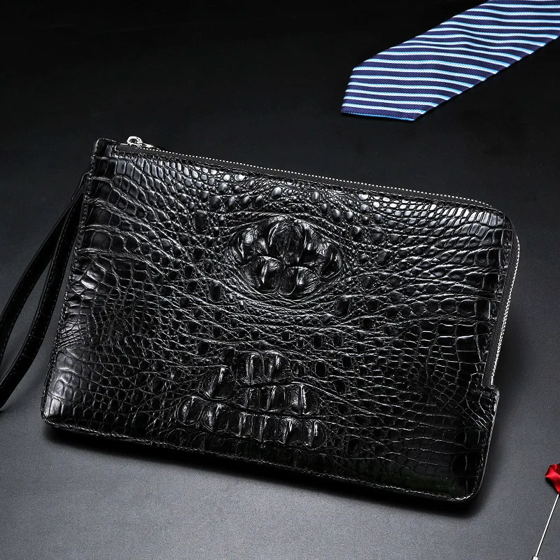 

Superior crocodile macpaco men's leather handbag on clutch men's Black Leather Wallet designer superior handbag men's leather