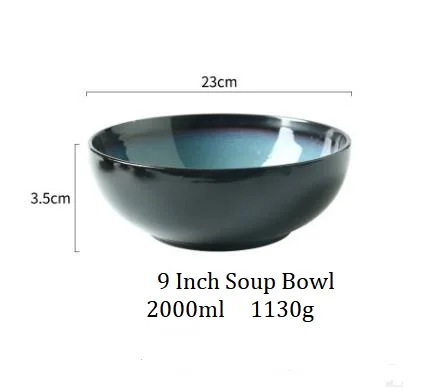 9 Inch Soup Bowl Керамическая посуда в японском стиле, комбинированная столовая посуда, синяя посуда, супница для риса, миска для супа, тарелка для стейка, тарелка для рыбы - Цвет: 9 Inch Soup Bowl