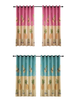 

1 Pcs Sweet Pineapple Blackout Curtain Perforated High Quality Cartoon Blackout Fabric Super Strong Shading Effect Curtain