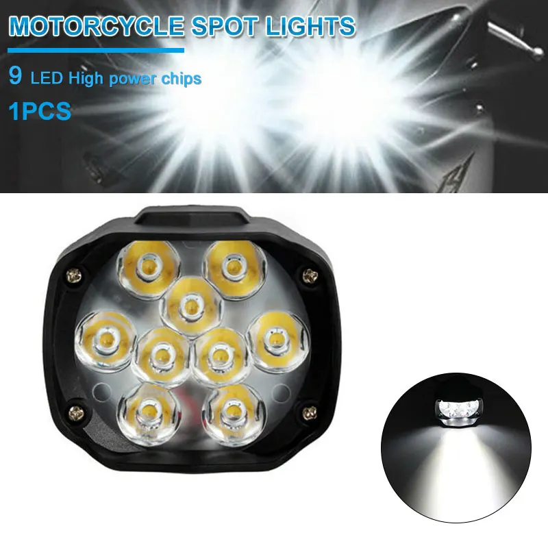 

DERI 1pc Motorcycle Headlight Spot Lights 9LED 10W Head Lamp LED Front For ATV UTV Scooter DC 12V Driving Styling Retrofit