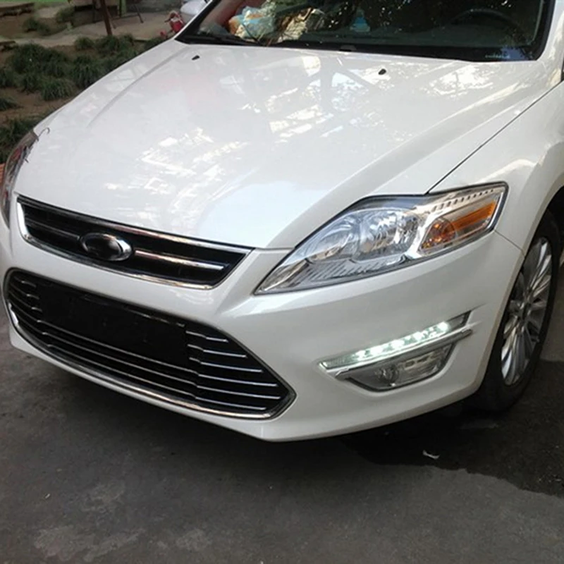 Автомобильный мигающий 1 пара для Ford Mondeo Fusion 2011 2012 2013 Led Drl дневные ходовые огни Светодиодный дневной светильник противотуманный светильник с желтым