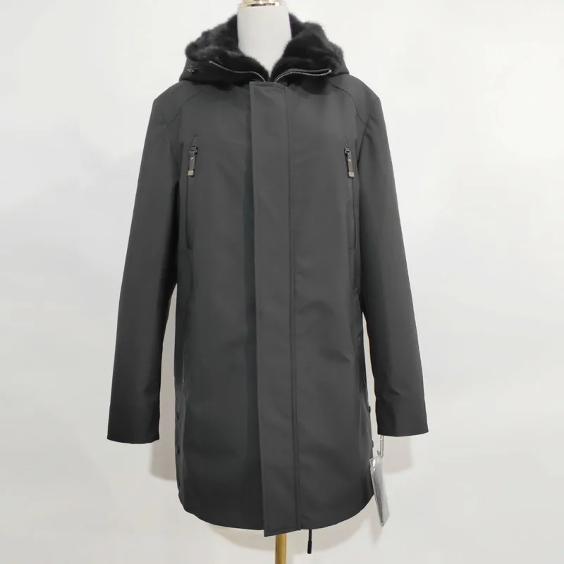 Rex rabbit liner 01 Съемная норковая подстежка, импортная норковая подстежка, длинная шапка с натуральным мехом, две вещи, Высококачественная Мужская одежда - Цвет: Rex rabbit liner 01