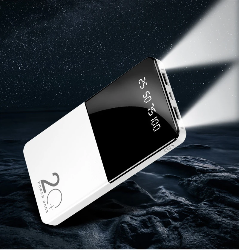 Внешний аккумулятор power Bank 20000 мАч с ЖК-дисплеем, портативное зарядное устройство для мобильного телефона Xiaomi iPhone