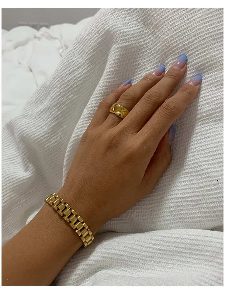 Women Stainless Steel Jewelry Pave Watch Strap Statement