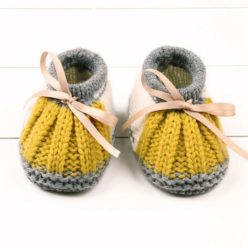 Модная зимняя теплая обувь для новорожденных мальчиков и девочек; вязаные сапоги; носки; детская обувь