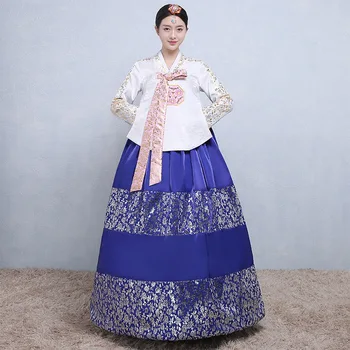 

Korean high-end traditional palace bronzing hanbok female costume Dress Womens Korean national dance annual performance costume