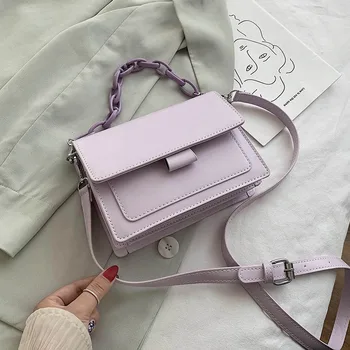 

Small PU Leather Flap Bags for Women New Elegant Chain Strap Female Shoulder Handbags Solid Color Ladies' Travel Cross Body Bags