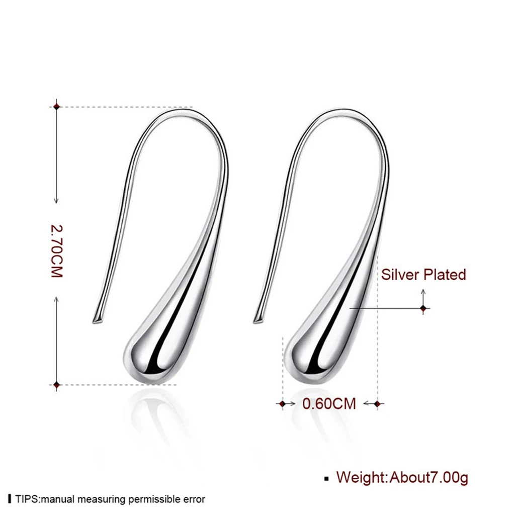Women Fashion Jewellery silver color Earrings Teardrop Drop Hoop Earrings Ear Stud