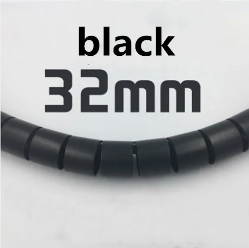 32mm black 1 метр гибкий спиральный кабель на молнии обертывание кабель аккуратный держатель Органайзер провод шнур управление протектор хранения трубы сматывание кабеля - Цвет: 32mm black