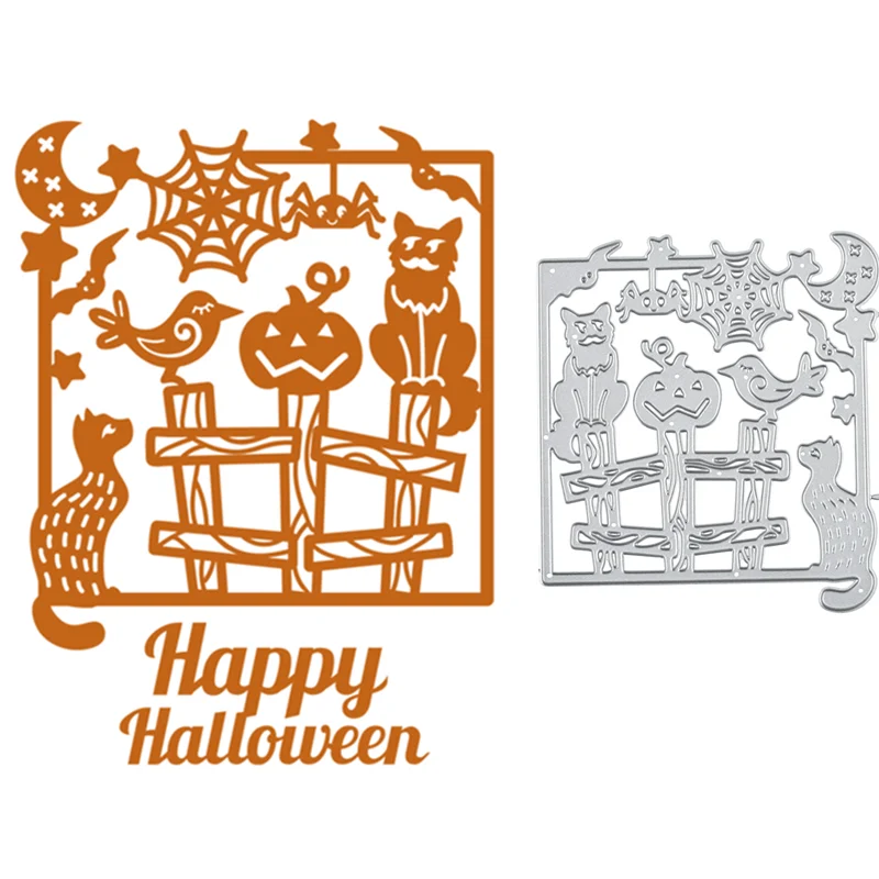 

Naifumodo Halloween Frame Metal Cutting Dies Spider Web Background Stencil for DIY Scrapbooking Paper/photo Cards Embossing Dies