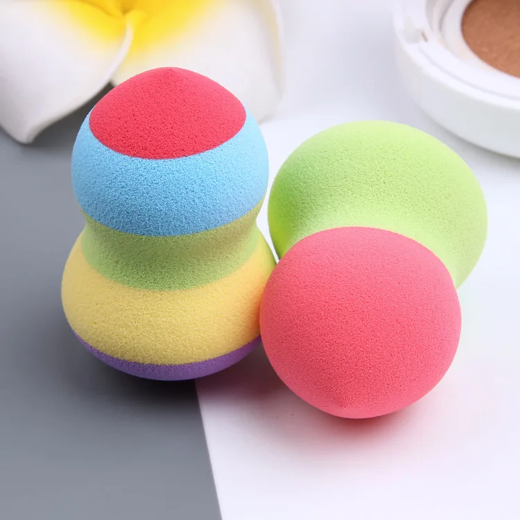 

Rainbow Dual Use Dry Makeup Sponge Cosmetic Powder Puff Smooth Liquid Foundation Make Up Sponge High Quality Face Powder Puff