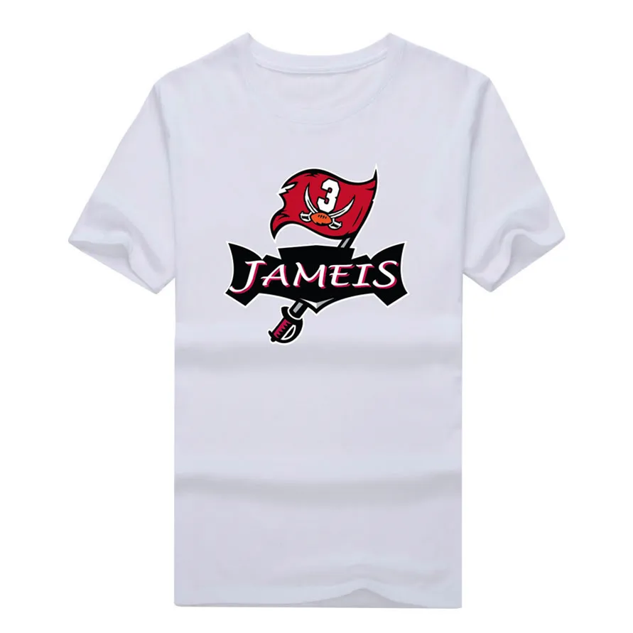 Новинка, Красная футболка с надписью "Bucs Logo" и надписью "Jameis", хлопок, футболка с коротким рукавом, 1019-2