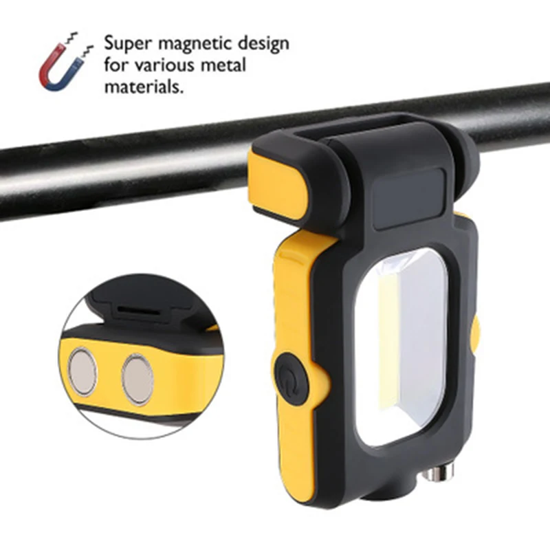 PVC COB LED Portable Lightweight Magnetic Work Light Inspection Hand Torch Lamp 
