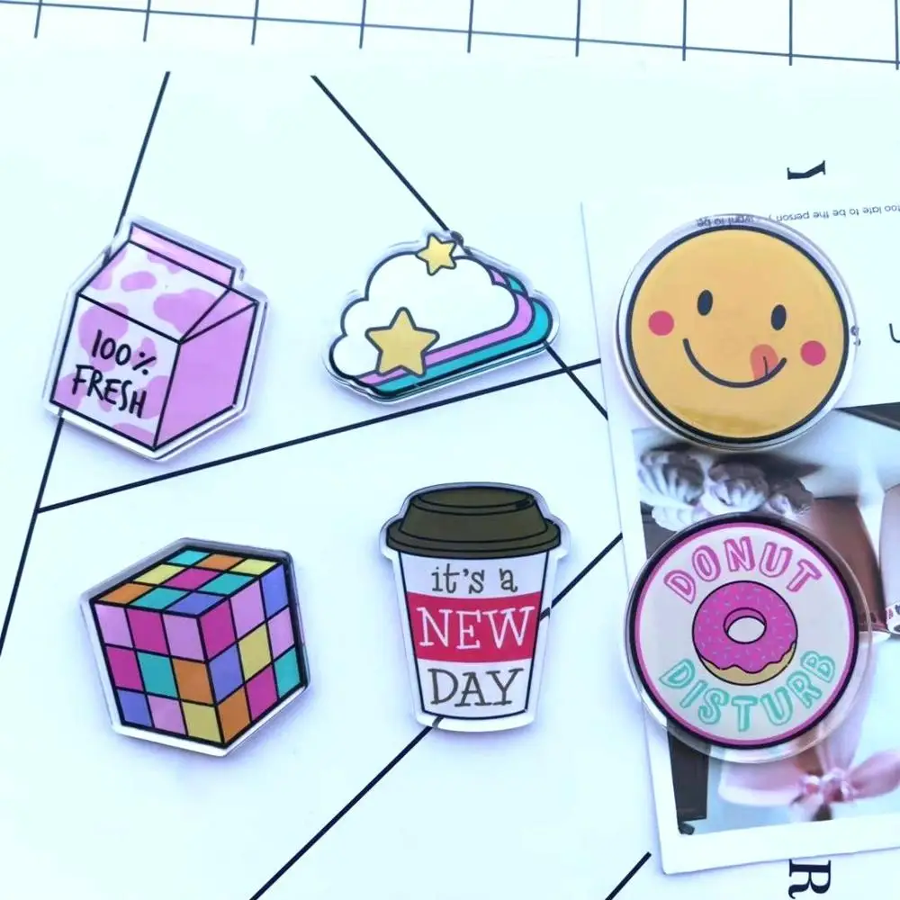 

New transparent acrylic patch Donut smiley face rubik's cube high quality flat back decorative accessories charms diy