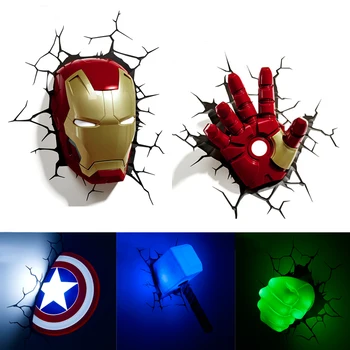 

Acecorner Captain America Iron Man Hulk 3D Creative LED Wall Lamp Avengers Marvel Night Light Boys Christmas Kids Birthday Gift