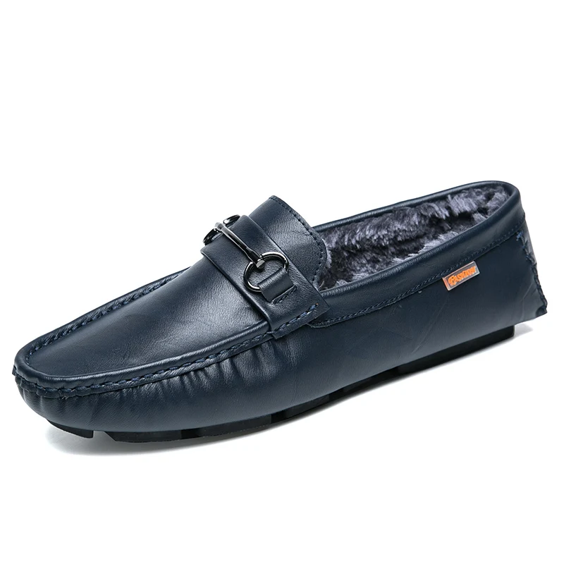 syxy-8252-1-Blue Лоферы на меху; мужские мокасины; зимняя плюшевая мужская повседневная обувь; коллекция года; обувь; осенние ботинки на низкой платформе; chaussure homme; цвет коричневый - Цвет: syxy-8252-1-Blue