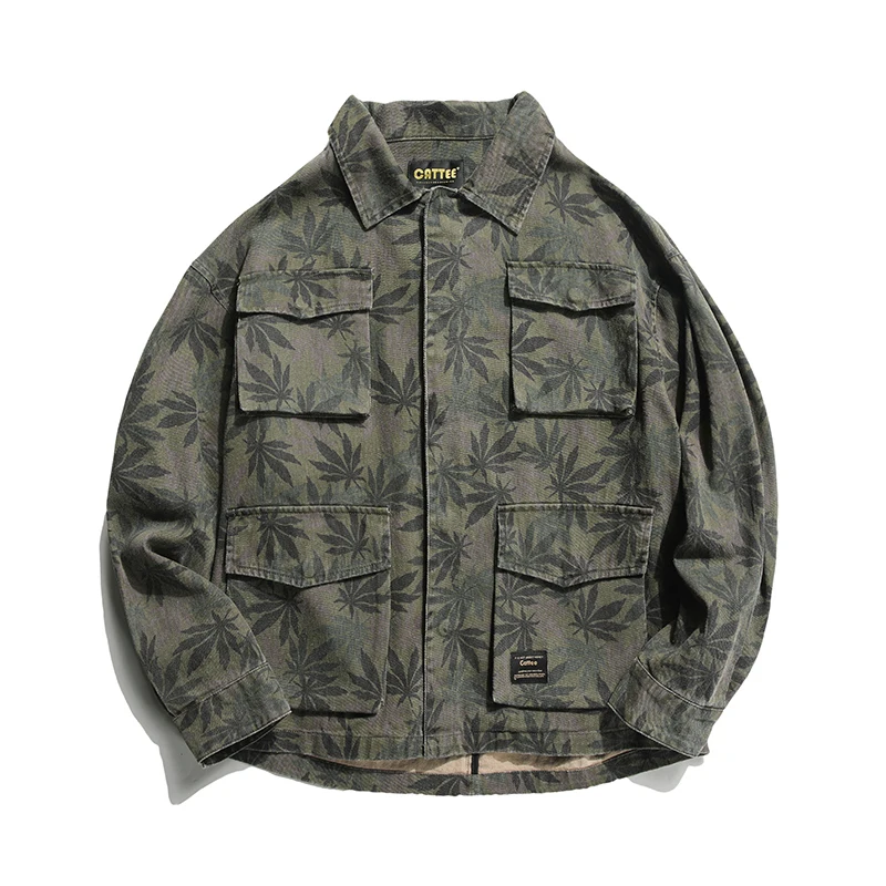 

2019 Autumn And Winter Men's New Casual Camouflage Color Pocket Lapels Jacket Men Loose Temperament Trend Cotton Streetwear