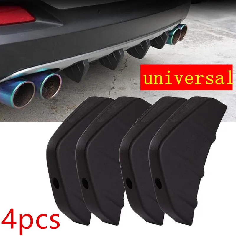 

car accessories 4 X Car Rear Bumper Spoiler Canard Rear Bumper ABS Lip Diffuser Fin Universal