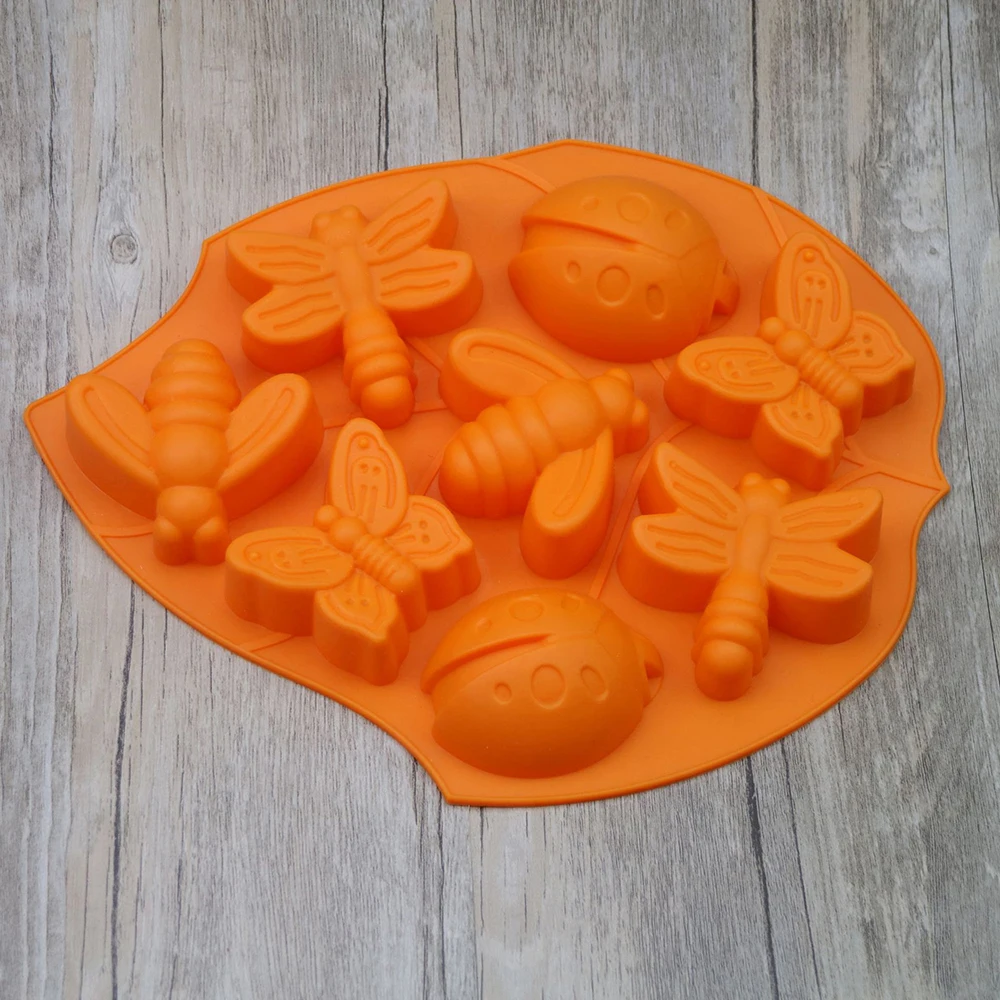 Silicone Mold DIY Cake Decorating Soap Mold High Temperature Insect Butterfly Bee Animal Pudding Jelly Mold Handmade Baking Tool