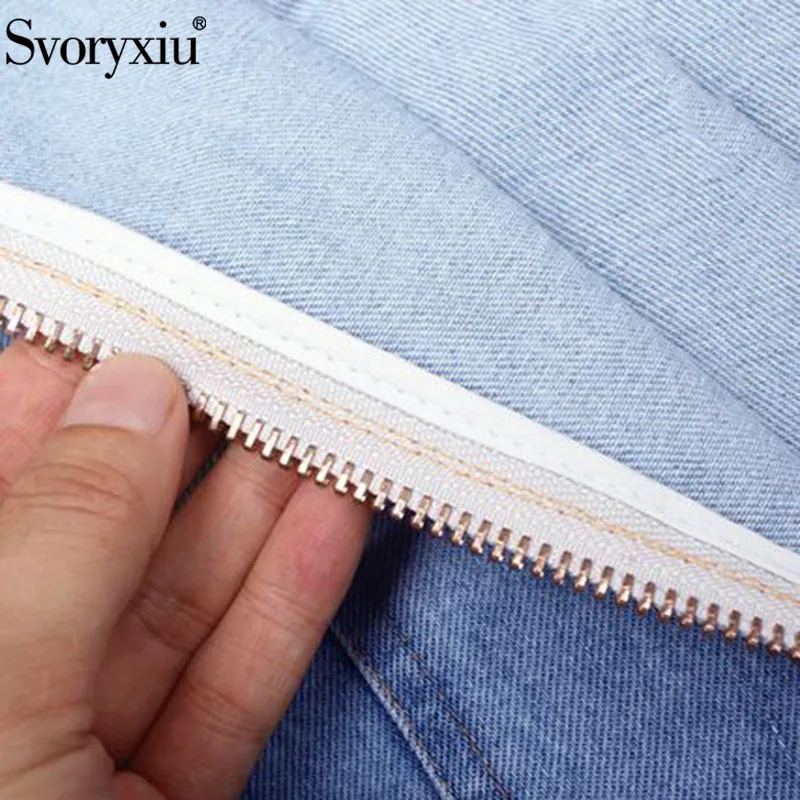 Svoryxiu дизайнерские осенние модная блузка из денима Для женщин, с бантом, большой бант воротник с длинными рукавами синие джинсы блузки, рубашки, топы