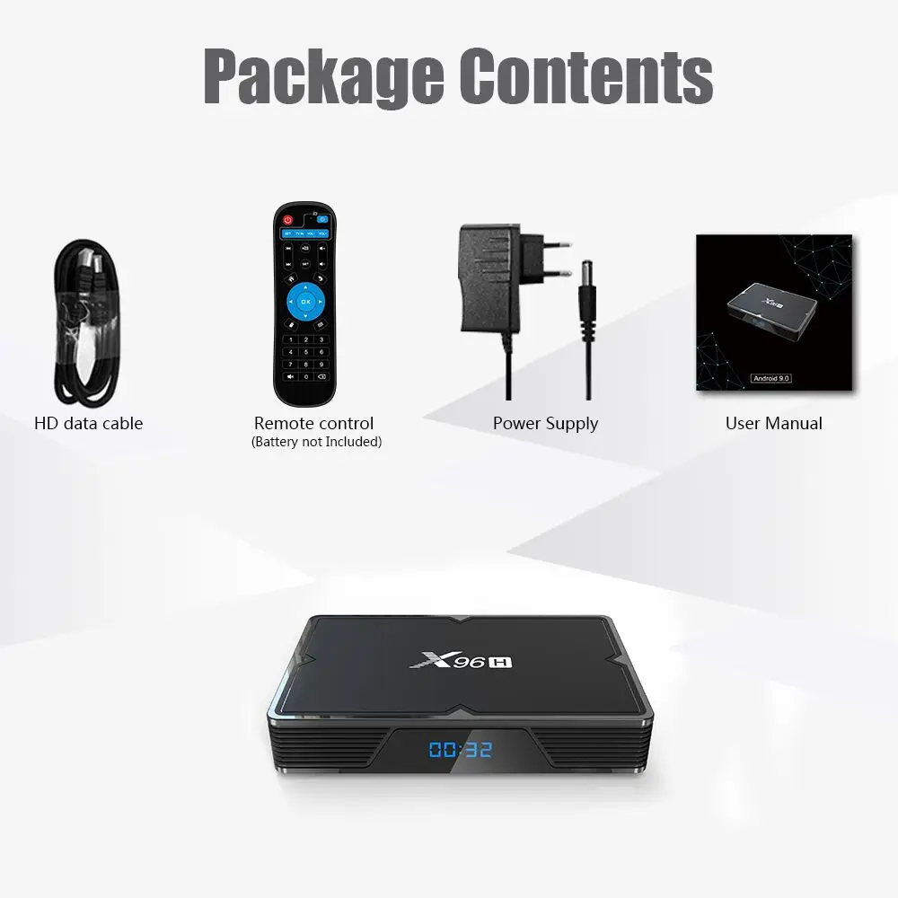  X96H 6K Android 9.0 TV Box 4G 32G With Dual Band Wifi Bluetooth Support HDMI IN OUT Support Youtube
